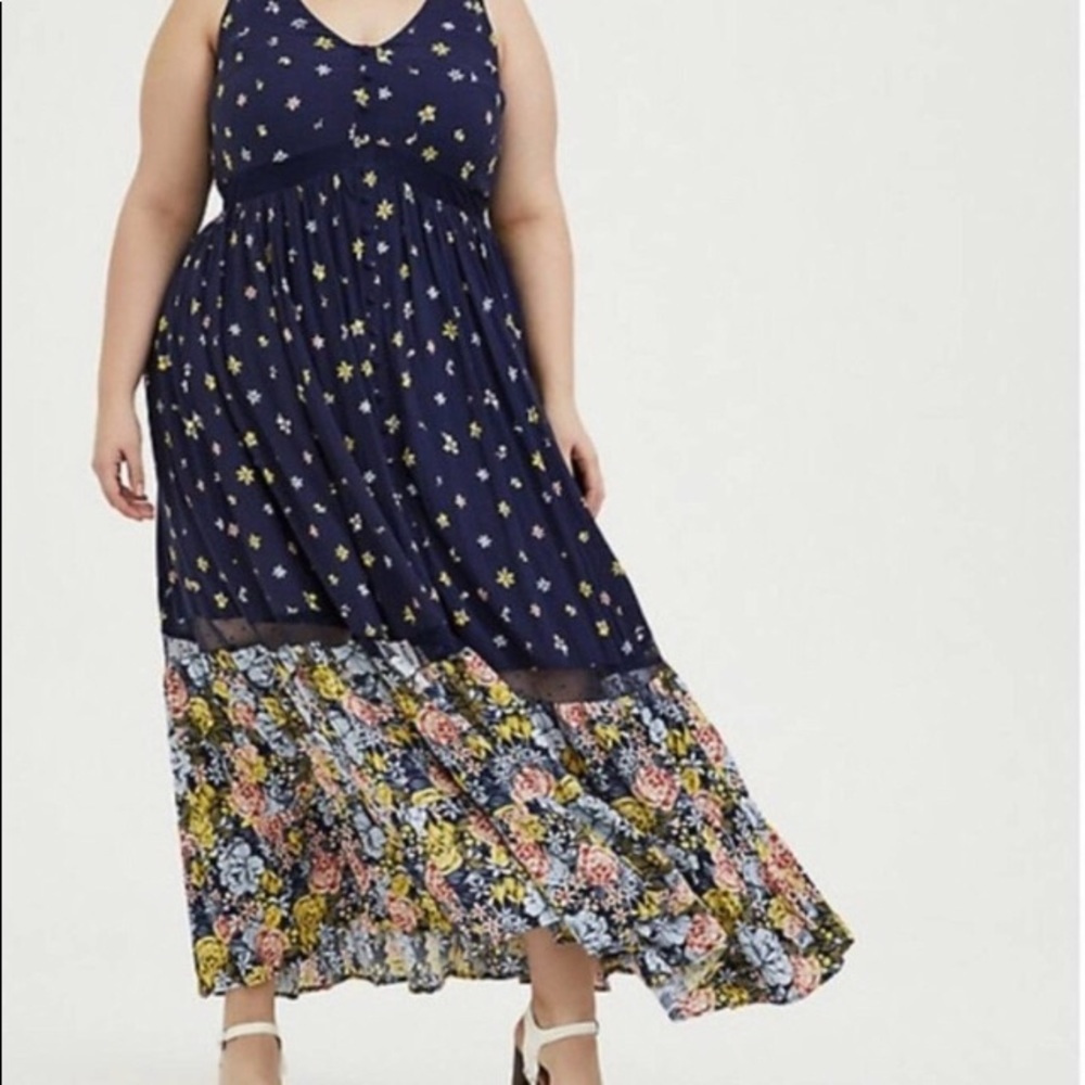 Torrid Blue Multi Floral Maxi Dress